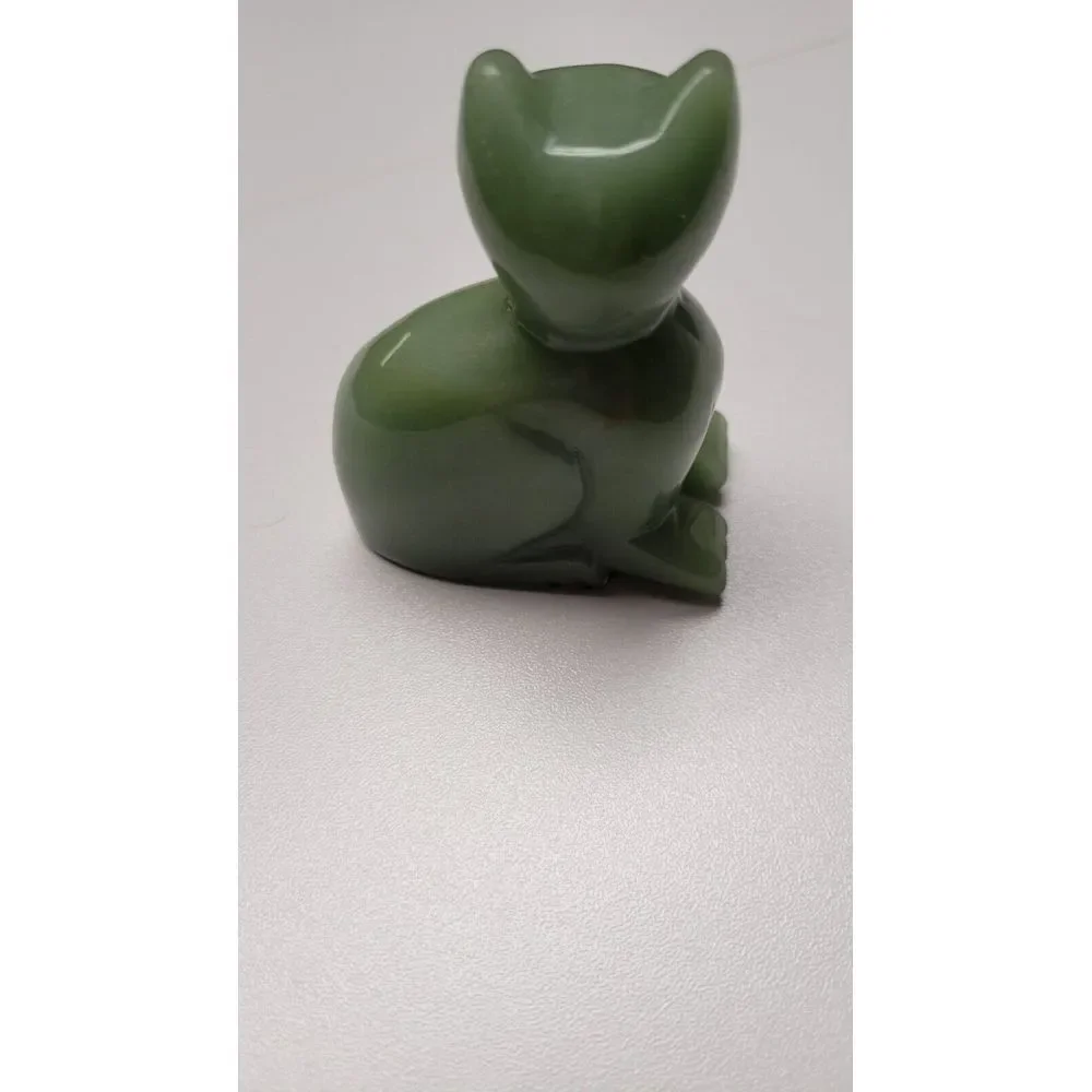 Jade quartz hand carved cat‎ figurine healing *rare
